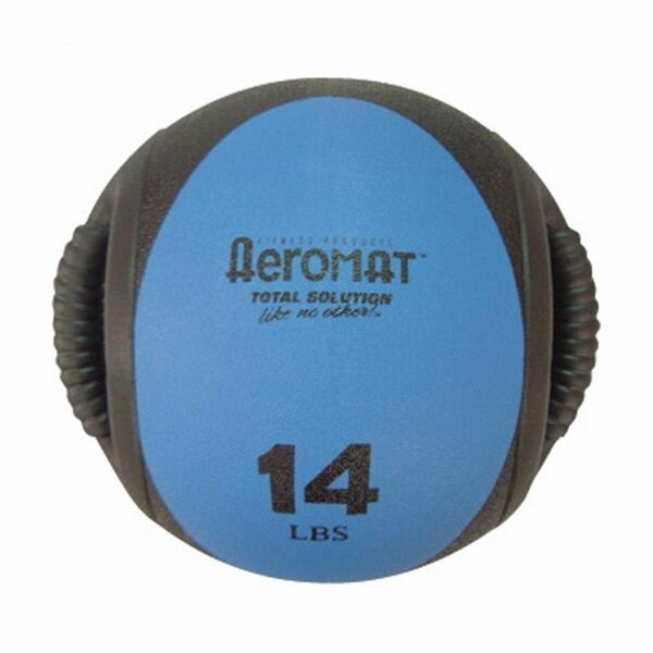 Aeromat Dual Grip Power Med Ball 9 in. Dia. 14 LB Black- Blue 35135
